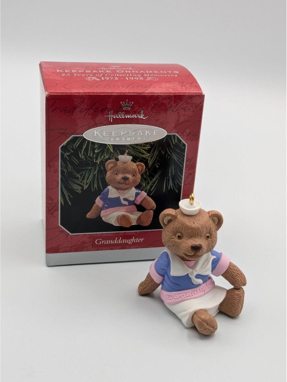 Hallmark Keepsake Granddaughter 1998, Vintage Bear Christmas Ornament